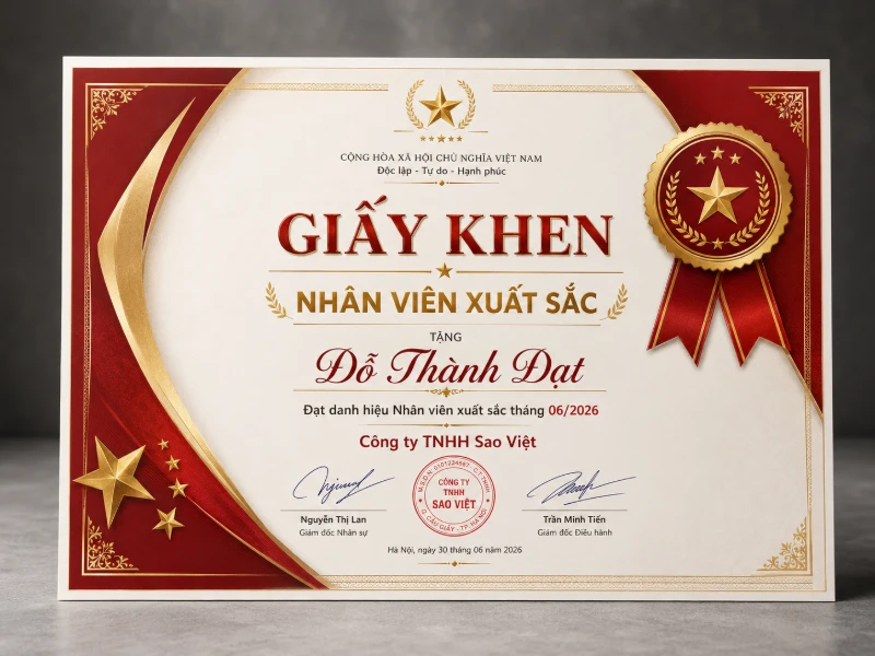Mau giay khen hoc sinh dep mau sac trang trong