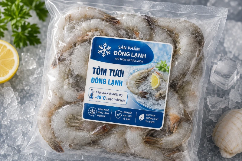 nau tem nhua dong lanh cho san pham tom