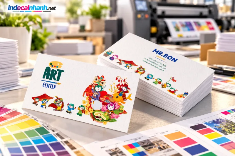 Danh thiếp nghệ thuật rực rỡ trong xưởng in