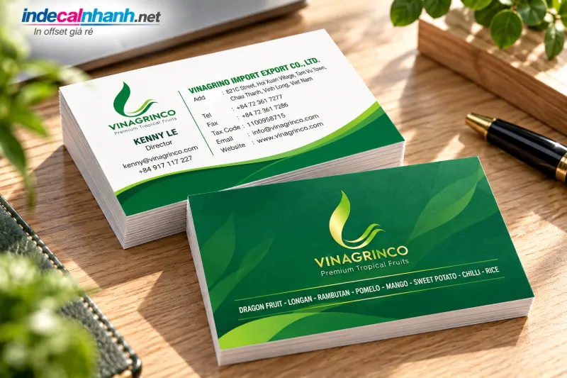 danh thiếp VINAGRINCO xanh hiện đại