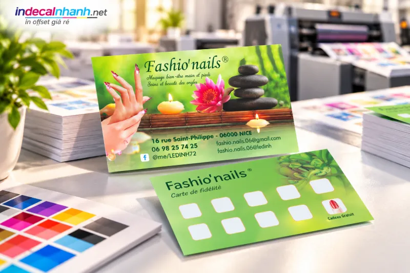 Thẻ trung thành Fashio’nails trong xưởng in